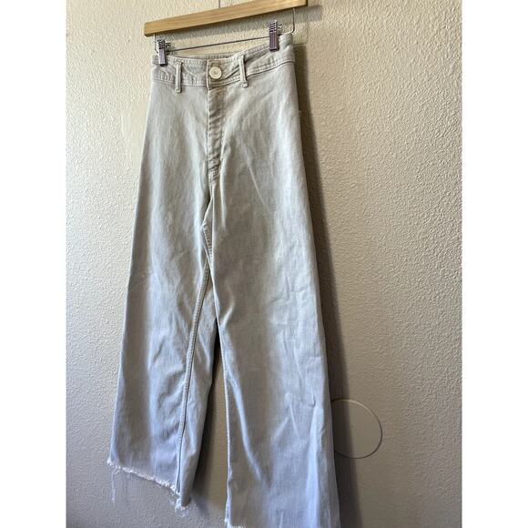 Zara The Marine Straight Leg Tan Minimalist Raw Hem High Waisted Pant Size 2 - Picture 15 of 15